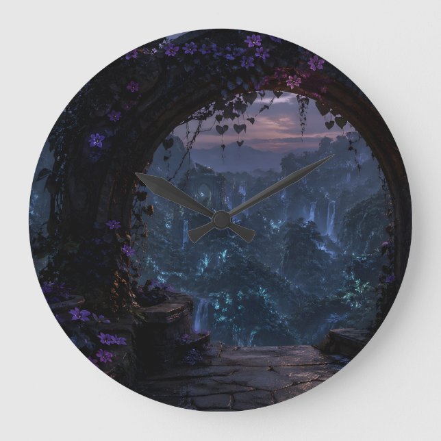 Wisteria Moon Arch Wall Clock (Front)