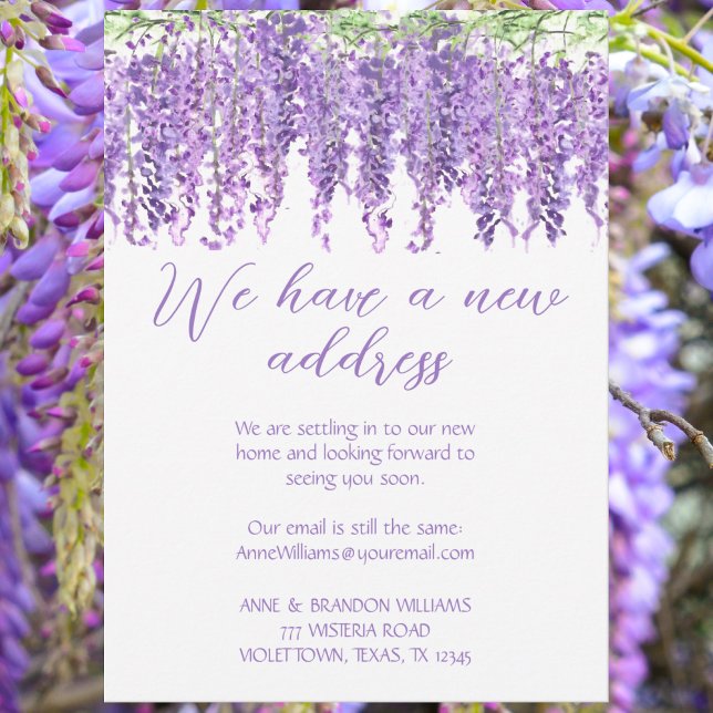 Wisteria New Address Moving Purple Floral Violet Invitation (Creator Uploaded)