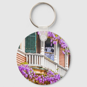 Wisteria on a Vintage Southern  Home in Savannah Key Ring