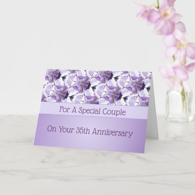 Wisteria Personalised 35th Wedding Anniversary Card (Orchid)