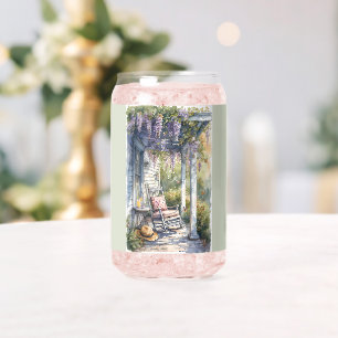 Wisteria Porch Rocking Chair Scene Can Glass