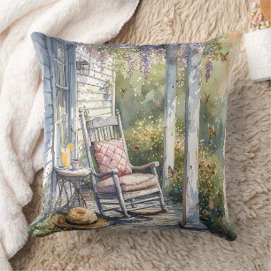 Wisteria Porch Rocking Chair Scene Cushion