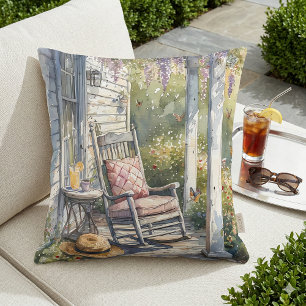 Wisteria Porch Rocking Chair Scene Cushion