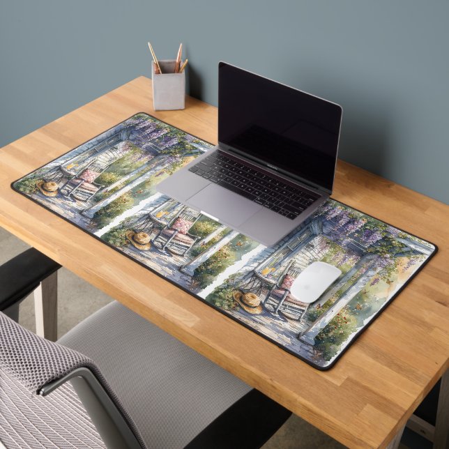Wisteria Porch Rocking Chair Scene Desk Mat (Office 2)