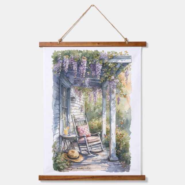 Wisteria Porch Rocking Chair Scene Hanging Tapestry (Front)