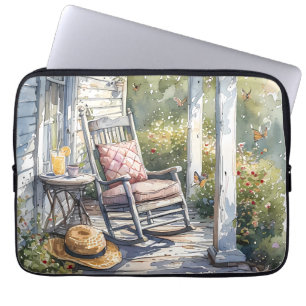 Wisteria Porch Rocking Chair Scene Laptop Sleeve