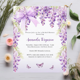 Wisteria purple bow Bridal Shower invitation