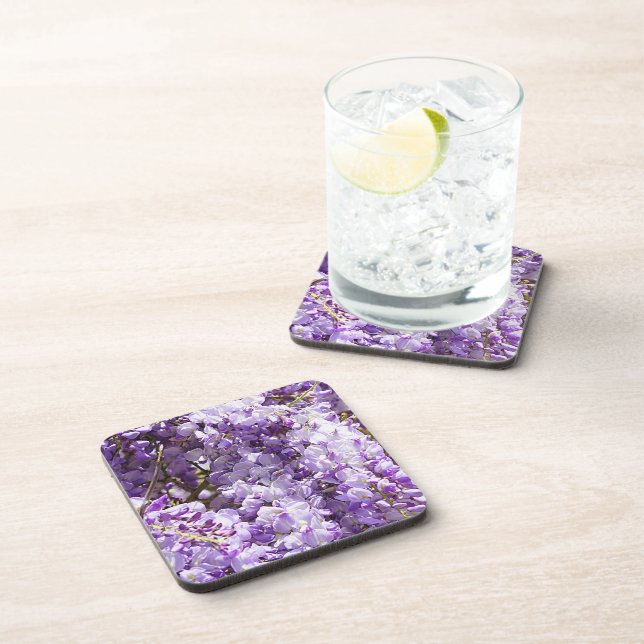 Wisteria Purple Floral Blossom Tree Violet Coaster (Right Side)