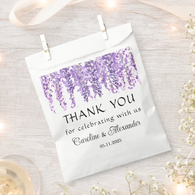 Wisteria Purple Floral Elegant Wedding Favour Bag (Clipped)