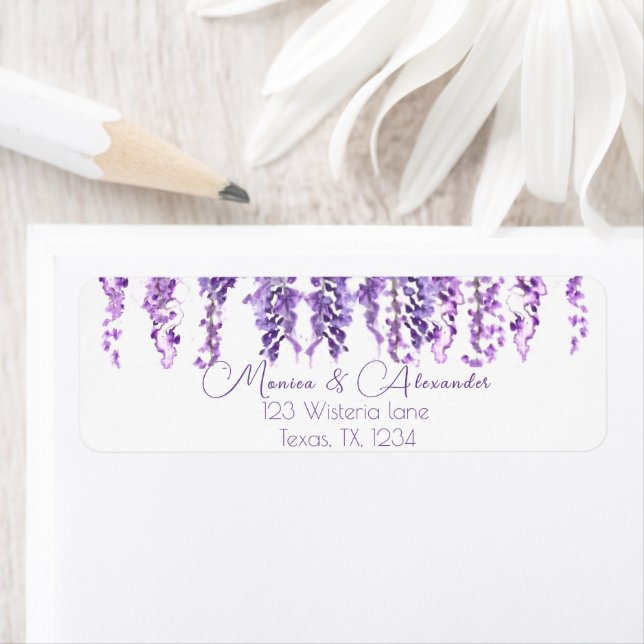 Wisteria Purple Flowers Elegant Return Address Label (Insitu)