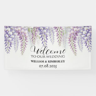 Wisteria Purple Flowers Elegant Wedding Banner