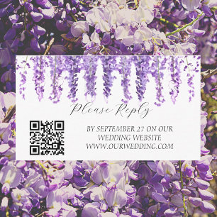 Wisteria Purple Flowers Floral Elegant Wedding Enclosure Card