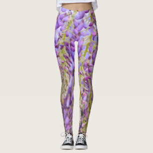 Wisteria Purple Flowers French Floral Petals  Leggings