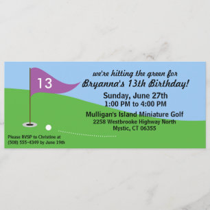 Wisteria Purple Hit the Green Golf Birthday Party Invitation