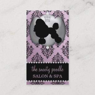 Wisteria Purple Jewelled Damask Dog Grooming/Spa Business Card