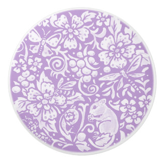 Wisteria Purple Mouse Insects Forest Woodland Ceramic Knob