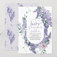 Wisteria Purple Watercolor Virtual Baby Shower