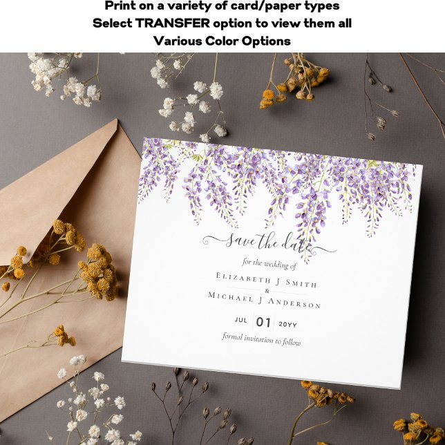 Wisteria Purple Wedding Save Dates BUDGET Flyer (Creator Uploaded)