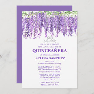 Wisteria Quinceanera Purple Floral 15th Birthday Invitation