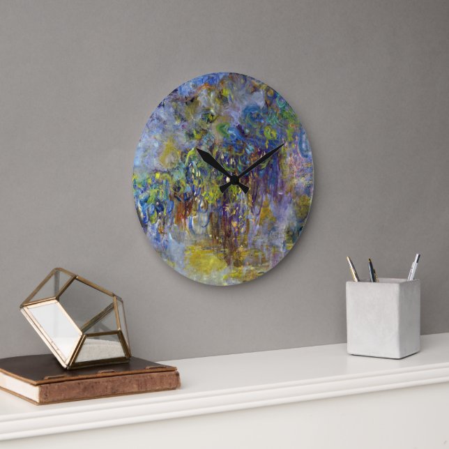 Wisteria (right half) by Claude Monet Large Clock (Office)