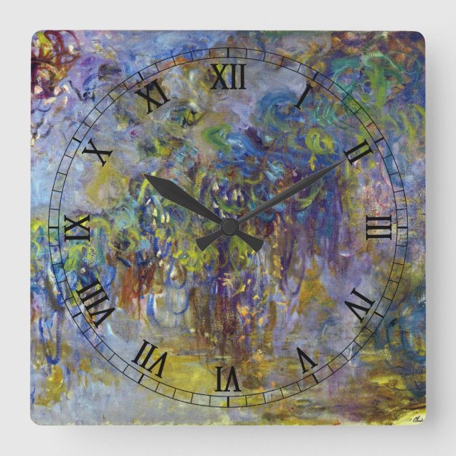 Wisteria (right half) by Claude Monet Square Wall Clock (Front)