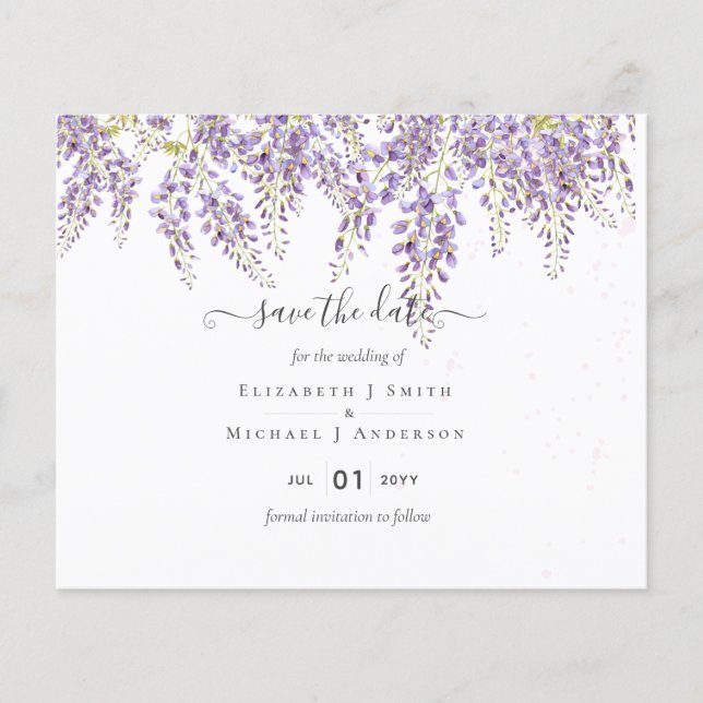 Wisteria Sage Wedding Save Dates BUDGET Flyer (Front)
