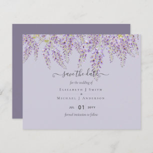 Wisteria Save Dates Dusty Purple Wedding BUDGET