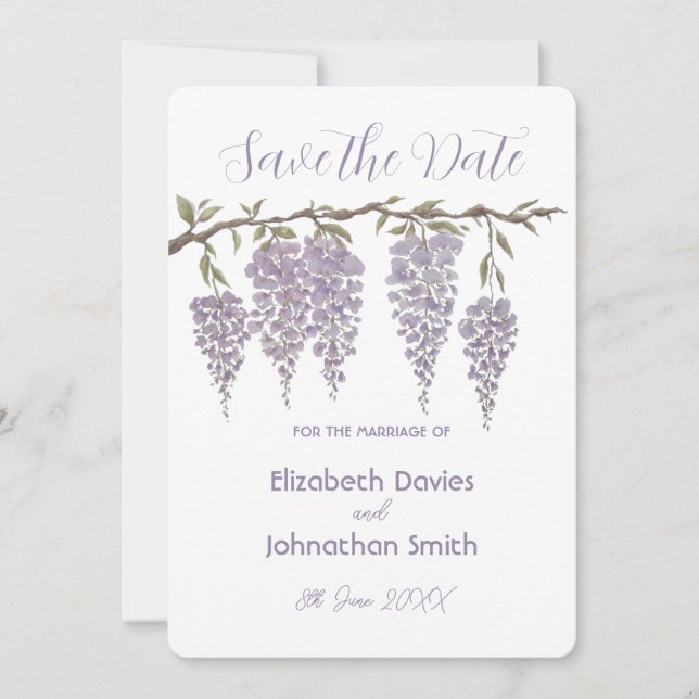 Wisteria Save The Date Card (Front)