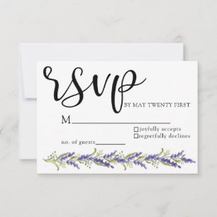 Wisteria tree watercolor purple Wedding RSVP Card