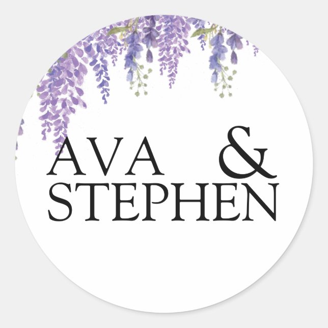 Wisteria Tree Wedding Classic Round Sticker (Front)