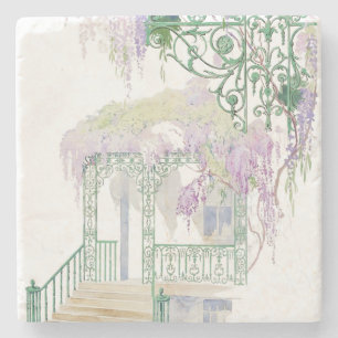 Wisteria Veranda Vintage Art Nouveau Garden Stone Coaster