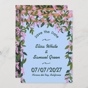 Wisteria Vines Floral Custom Photo Wedding Save The Date