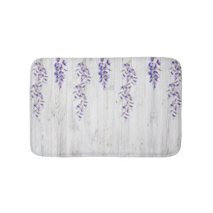 Wisteria Vines on White Wood Wall Bath Mat