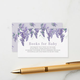 Wisteria Watercolor Baby Shower Books for Baby Enclosure Card
