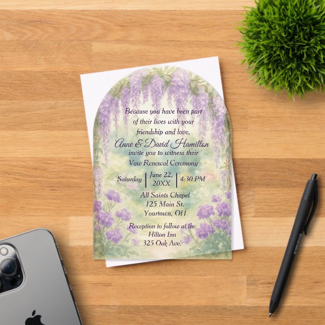 Wisteria Wedding Arch In a Summer Garden Acrylic Invitations (Insitu (Invitation Card))