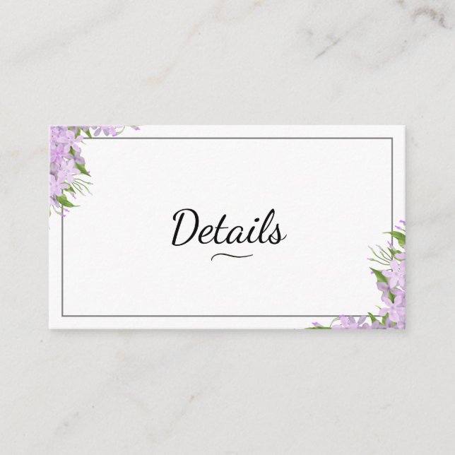 Wisteria Wedding Details Card (Front)