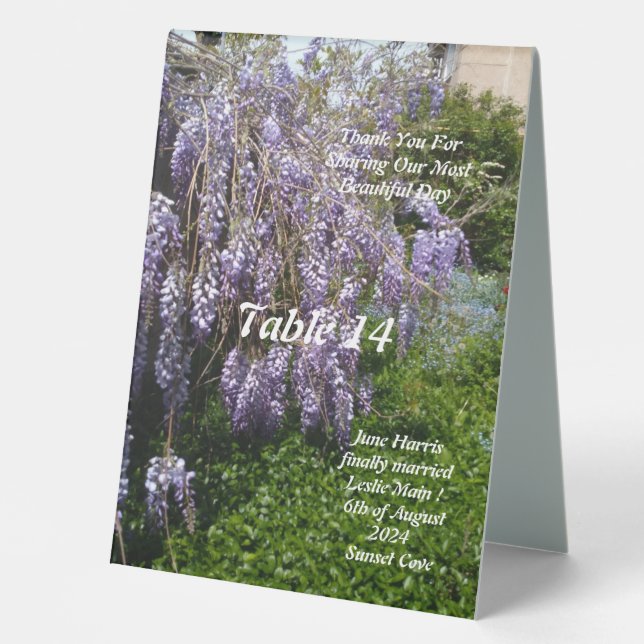 Wisteria Wedding  Tabletop Signs (Front)