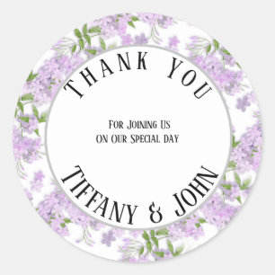 Wisteria Wedding Thank You Classic Round Sticker