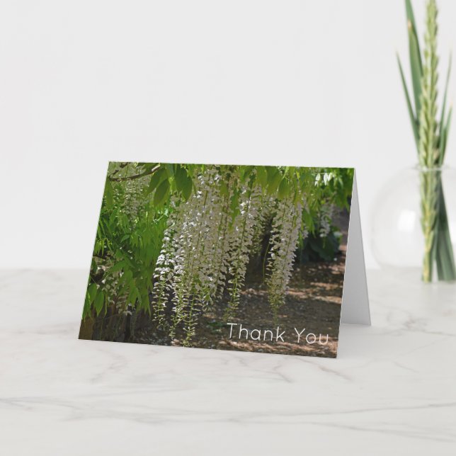 Wisteria White Garden Flowers I Appreciate You Thank You Card (Front)
