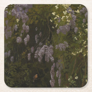 Wisterias in Bloom - Floral Composition Square Paper Coaster