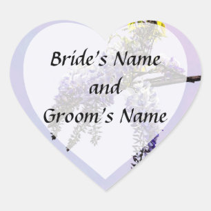 Wisteris Starting to Open Save the Date Heart Sticker
