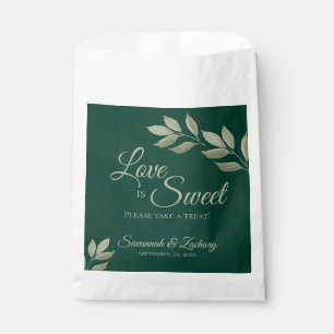 Wistful Emerald & Sage Green Leaves Wedding Favour Bag