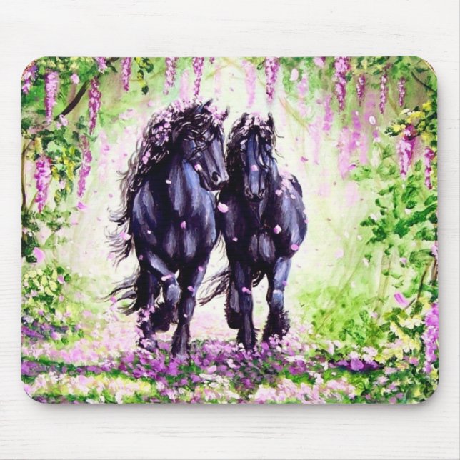 "Wistful Friesians" Mouse Pad (Front)