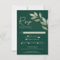 Wistful Leaves Emerald Green Watercolor Wedding