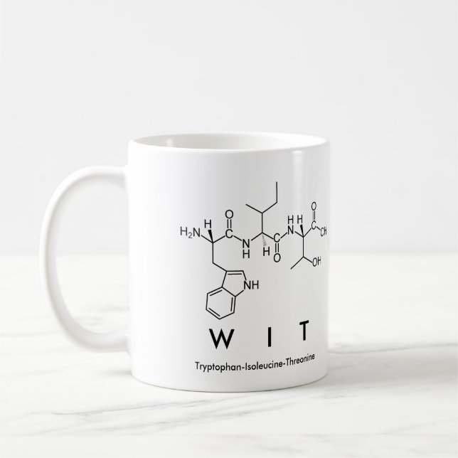 Wit peptide name mug (Left)