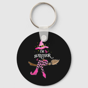 Witch A Survivor Halloween Breast Cancer Awareness Key Ring