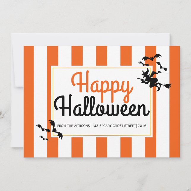 Witch and bats stripes modern Halloween (Front)