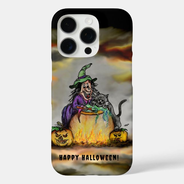 Witch and black Cat, Happy Halloween! Case-Mate iPhone Case (Back)