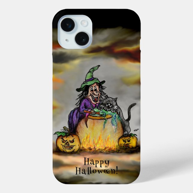 Witch and black Cat, Happy Halloween! Case-Mate iPhone Case (Back)