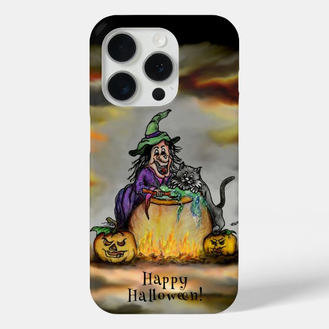 Witch and black Cat, Happy Halloween! Case-Mate iPhone Case (Back)